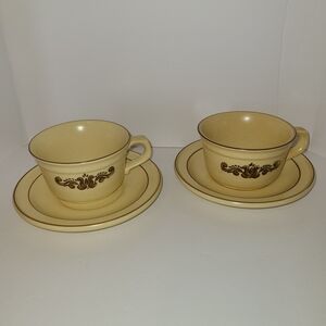 Pfaltzgraff Cream and Brown Tea Cup Set